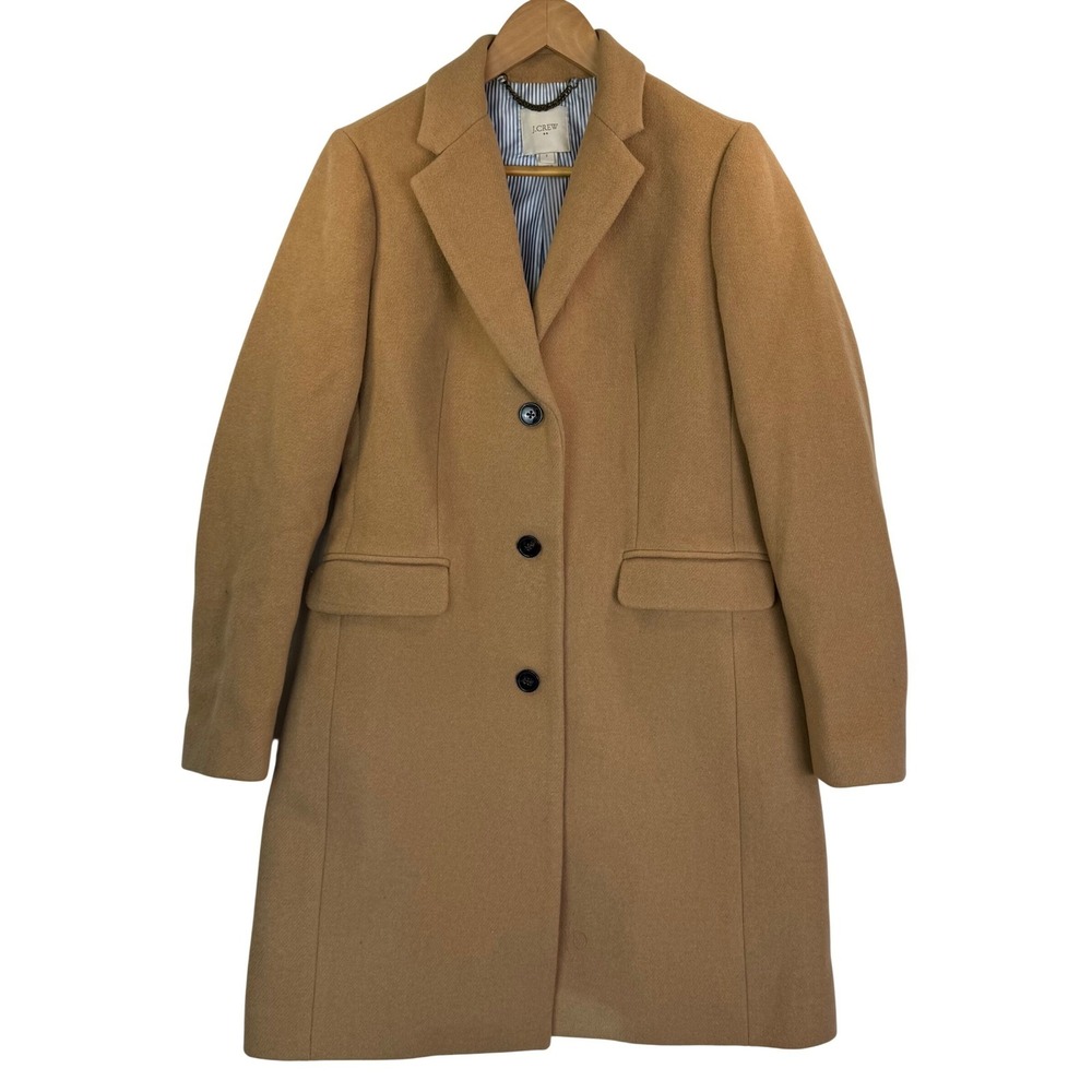 J. Crew Wool Blend Women's Winter Coat Tan Camel Classic Chic Preppy Sz 2